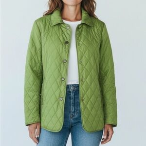 Coach Women Quilted Jacket Green Nylon Small